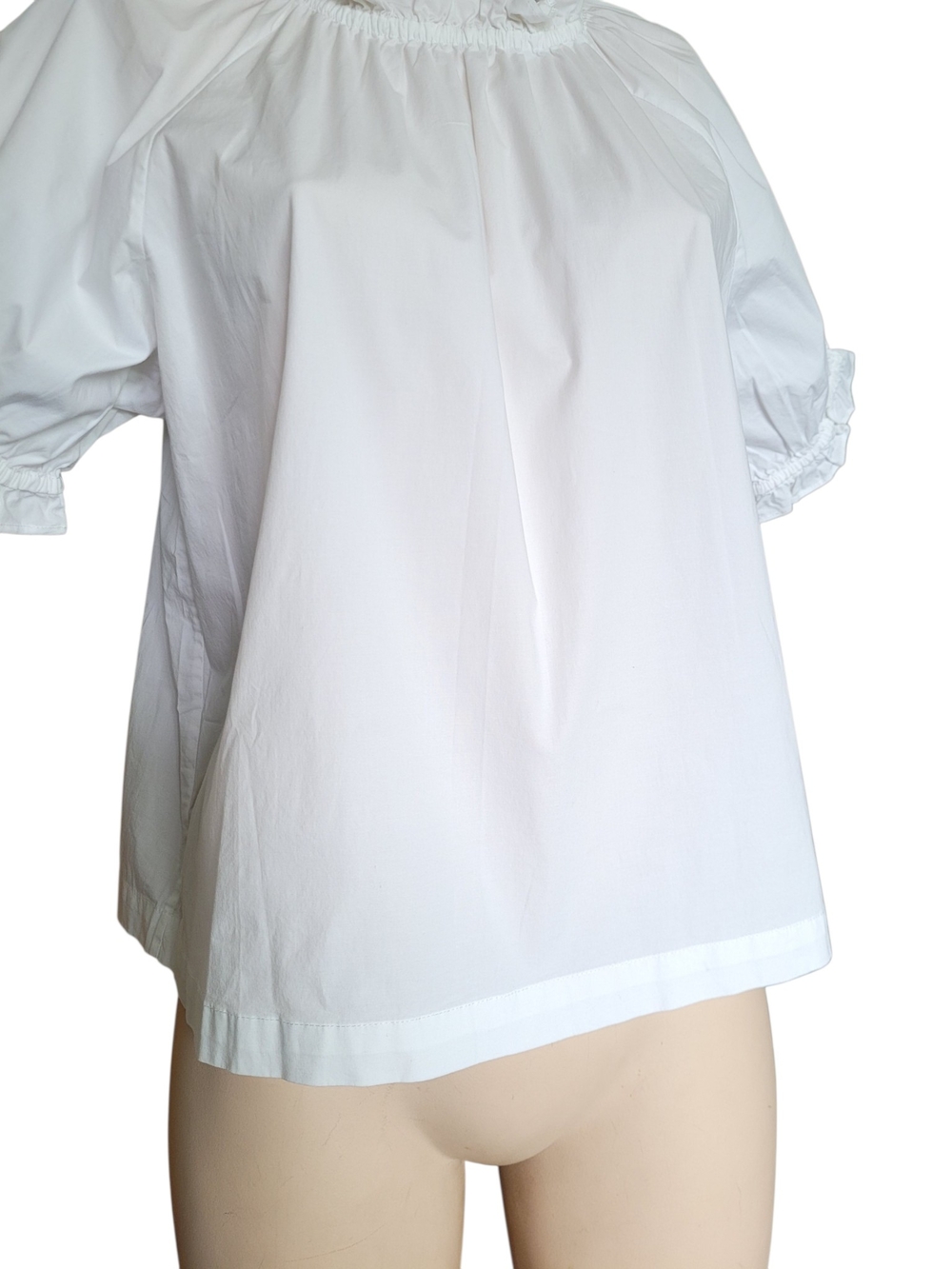 Hill House Kit Top White Puff Sleeve Peasant Blouse With Ruffle Trim XL - Picture 3 of 11
